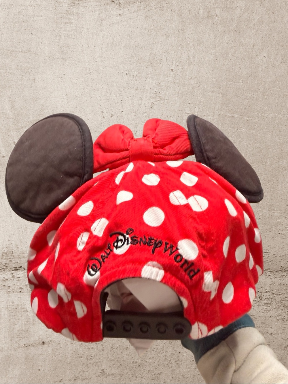 Disney Parks Minnie Mouse Ears Baseball Cap Red Polka Dot Bow Youth WDW - Picture 2 of 5